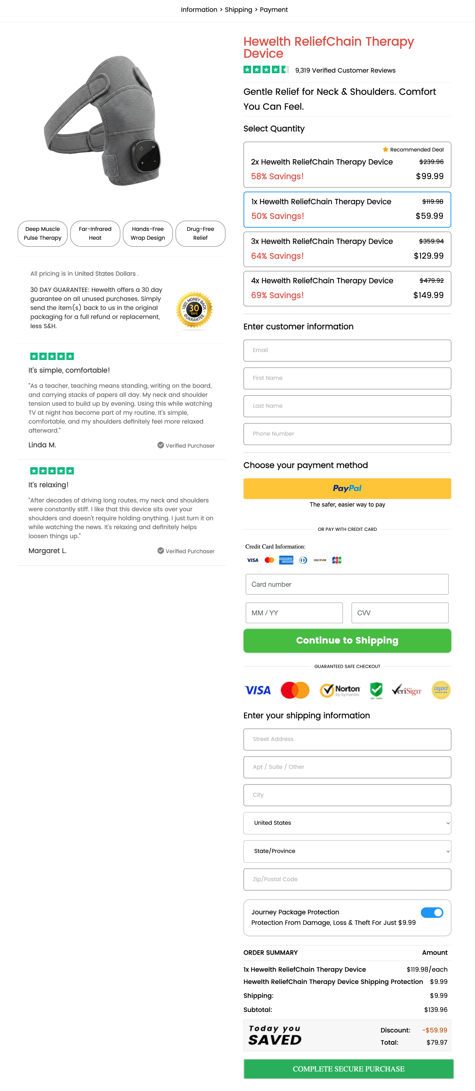 Hewelth checkout page